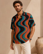 Men’s Retro Wave Hawaiian Shirt | 70s Resort Button-Up