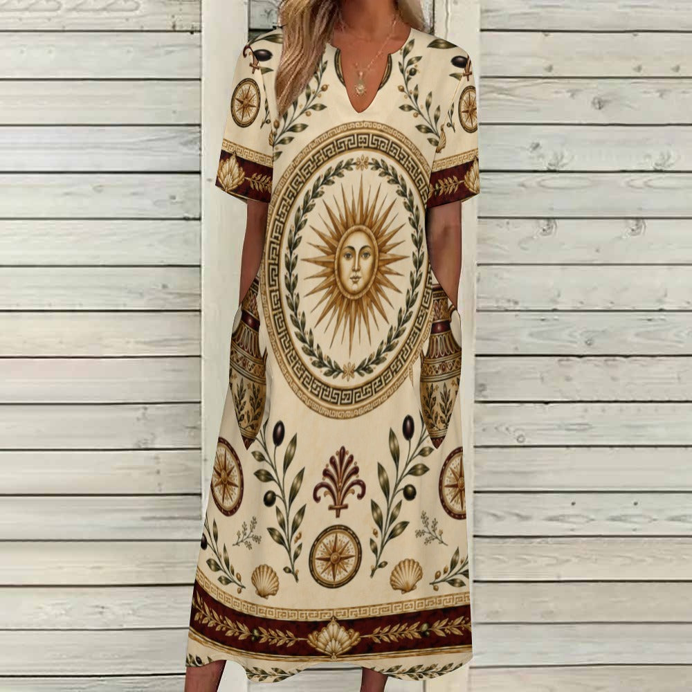 Romantic Botanical 3/4 Sleeve Midi Dress | Vintage Floral Print