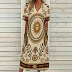 Romantic Botanical 3/4 Sleeve Midi Dress | Vintage Floral Print