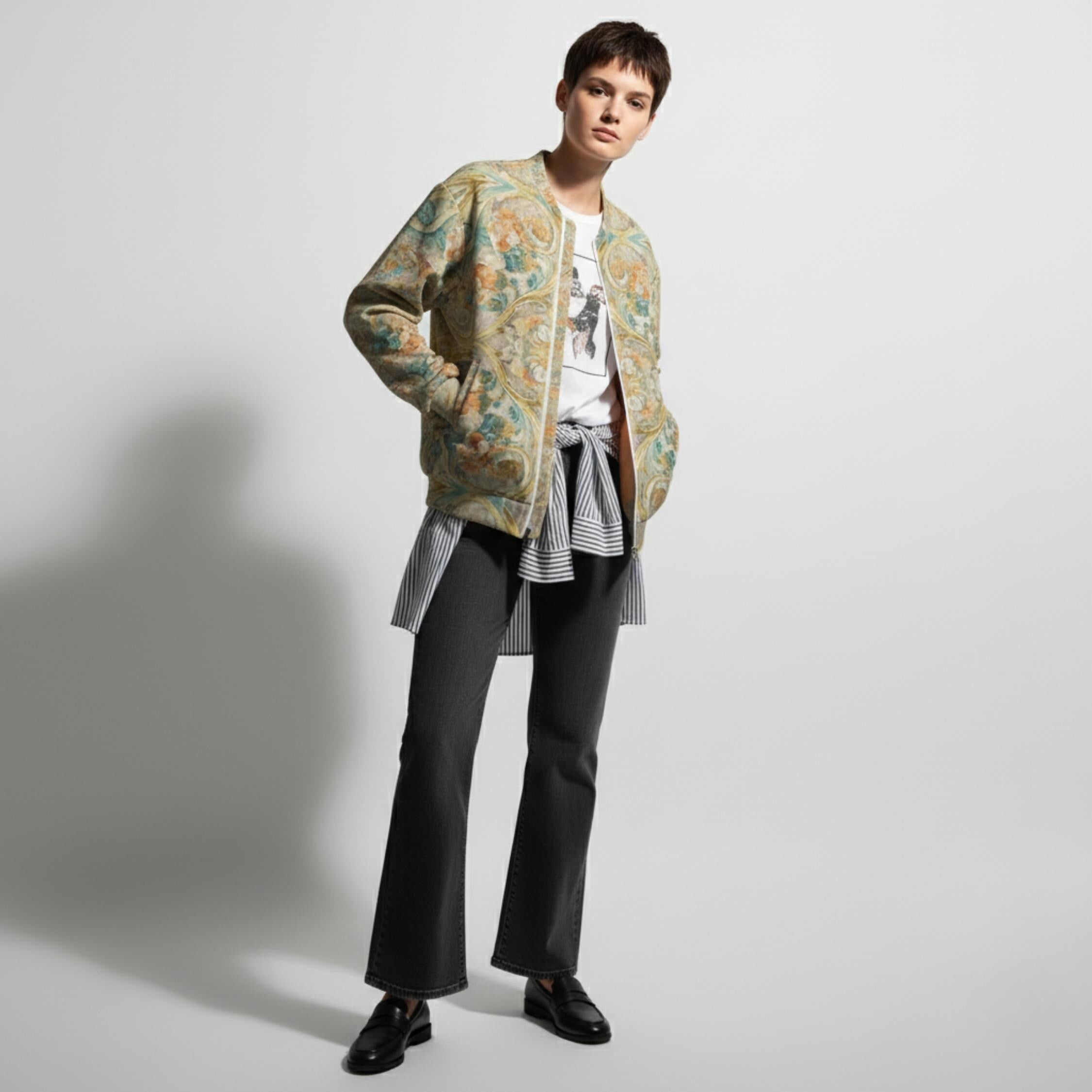 Floral Bomber Jacket | Boho Lightweight Spring Statement Jacket