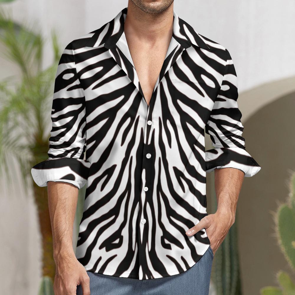 Zebra Print Button-Down Shirt | Relaxed Monochrome Blouse