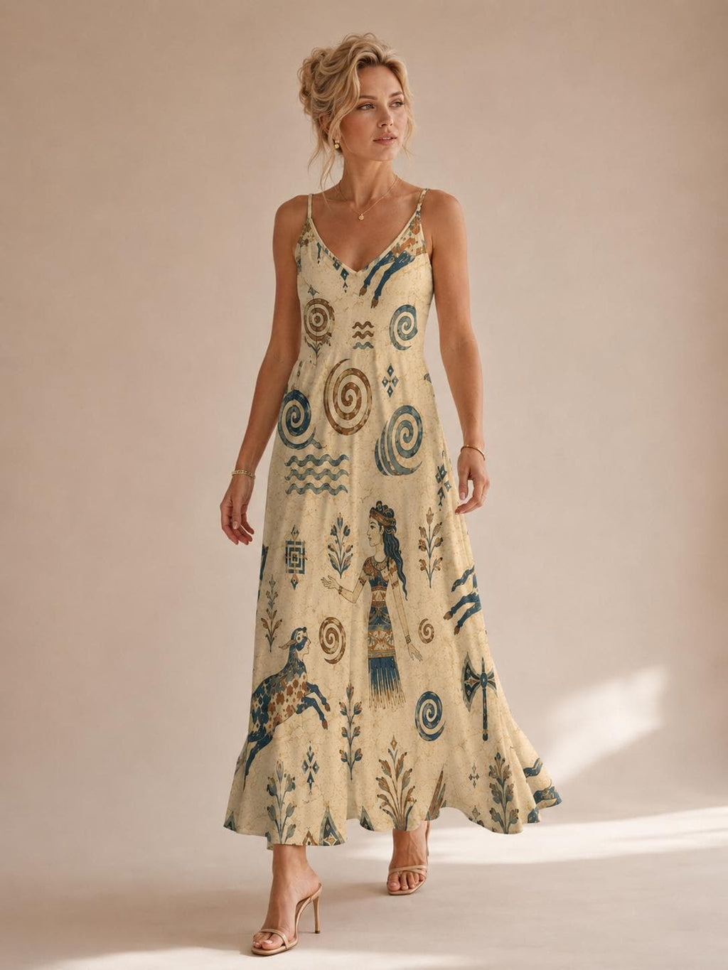 Greek Goddess Maxi Dress | Minoan Tribal Coastal Resort Dress