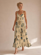 Greek Goddess Maxi Dress | Minoan Tribal Coastal Resort Dress
