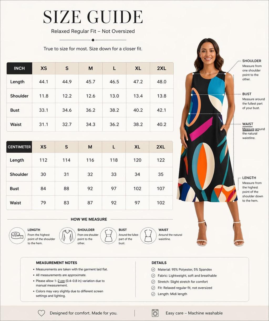Retro Abstract A-Line Midi Dress | Wearable Art Wedding Guest Dress