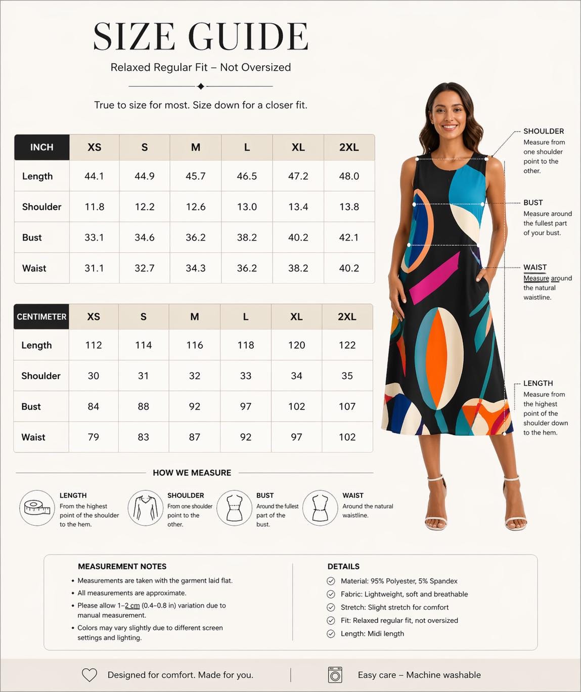 Retro Abstract A-Line Midi Dress | Wearable Art Wedding Guest Dress