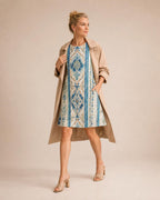 Mediterranean Tile A-Line Dress | Blue White Amalfi Pocket Dress