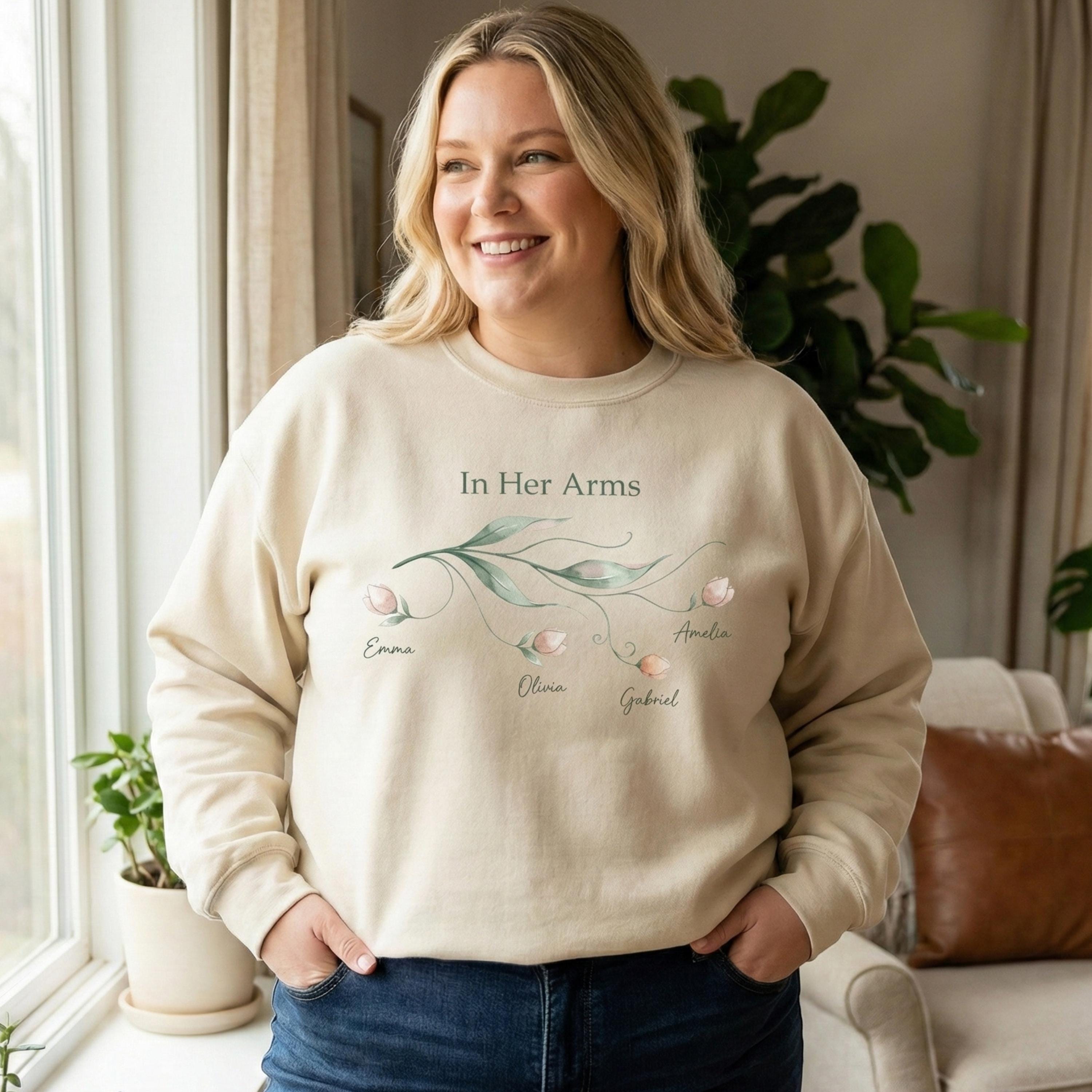 Personalized Floral Mom Sweatshirt | Custom Family Names Gift