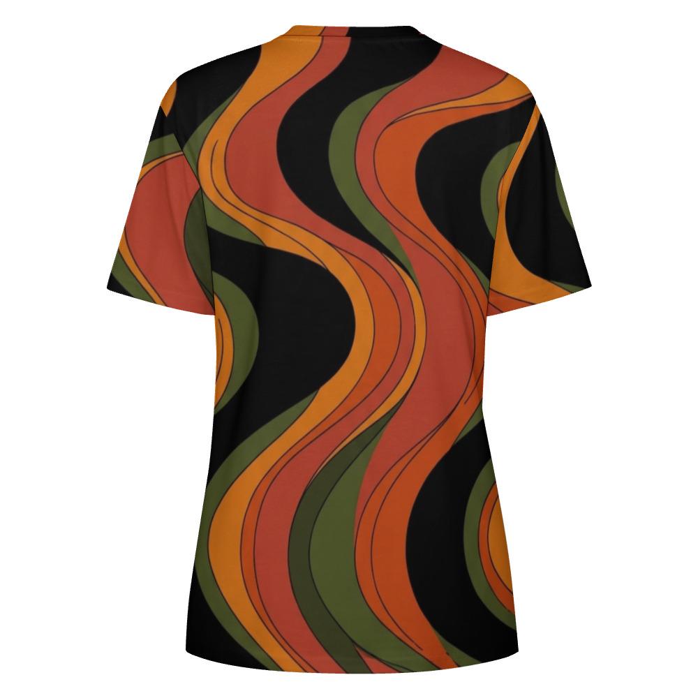 Retro Wave Oversized T-Shirt | 70s Abstract Cotton Tee