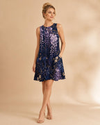 Wisteria Floral A-Line Dress | Romantic Garden Party Pocket Dress