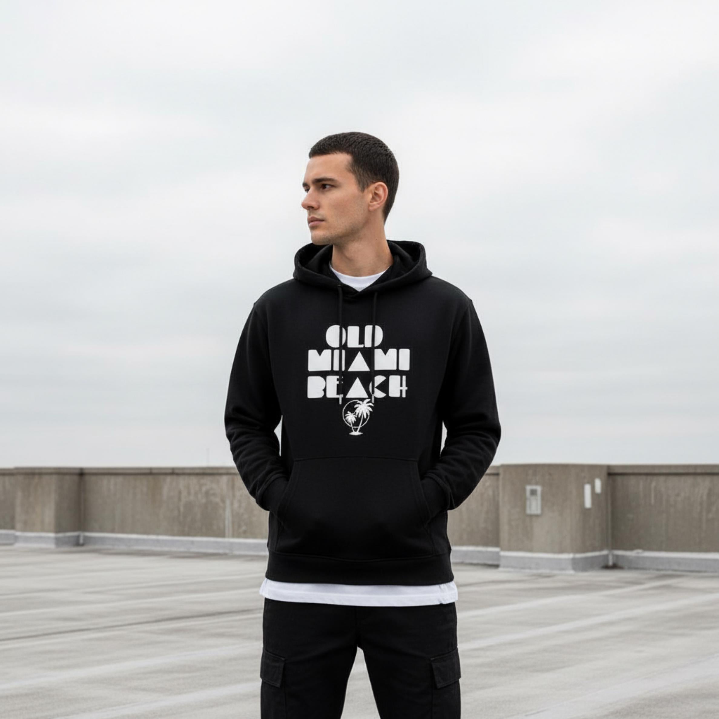 Old Miami Beach Hoodie | 70s Cotton Coastal Sweatshirt