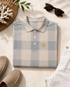 Men’s Coastal Plaid Polo Shirt | Nautical Resort Golf Top