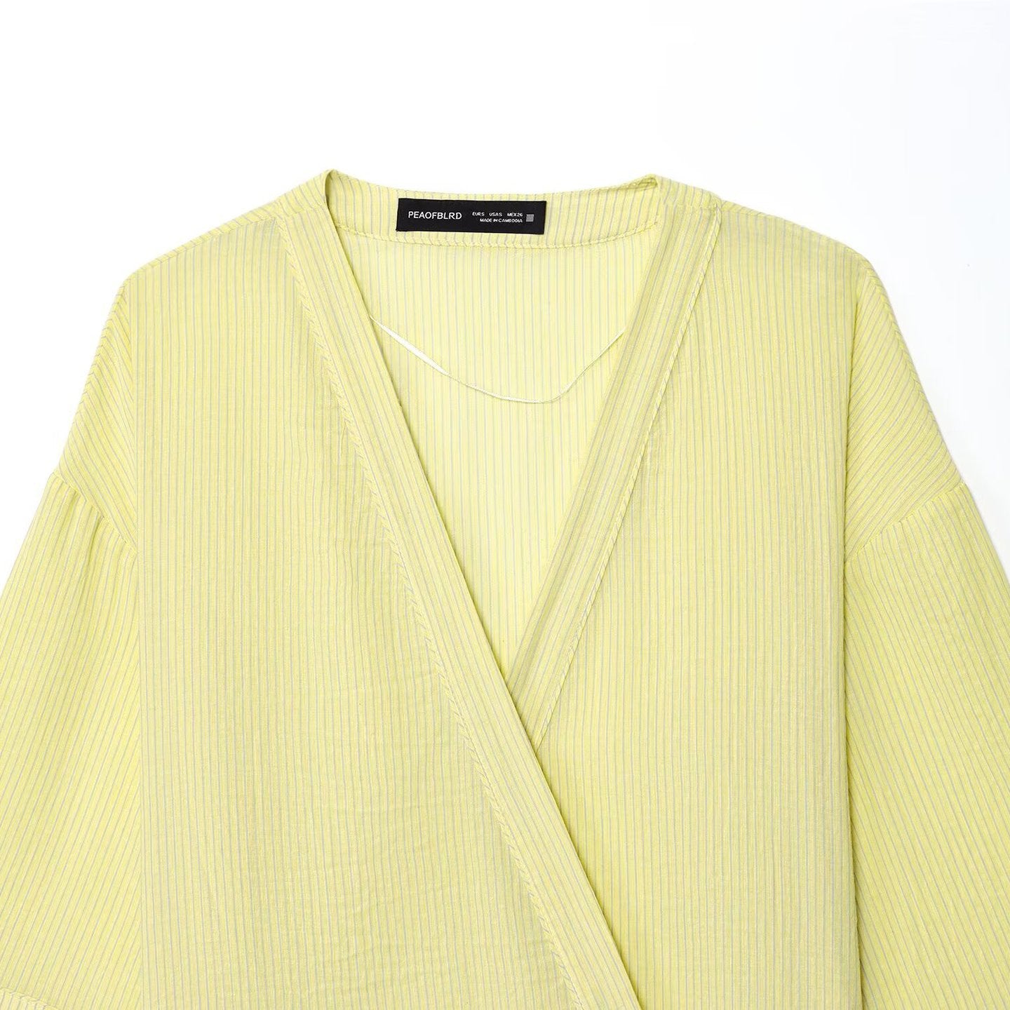 Women's relaxed striped kimono top with mid sleeves
