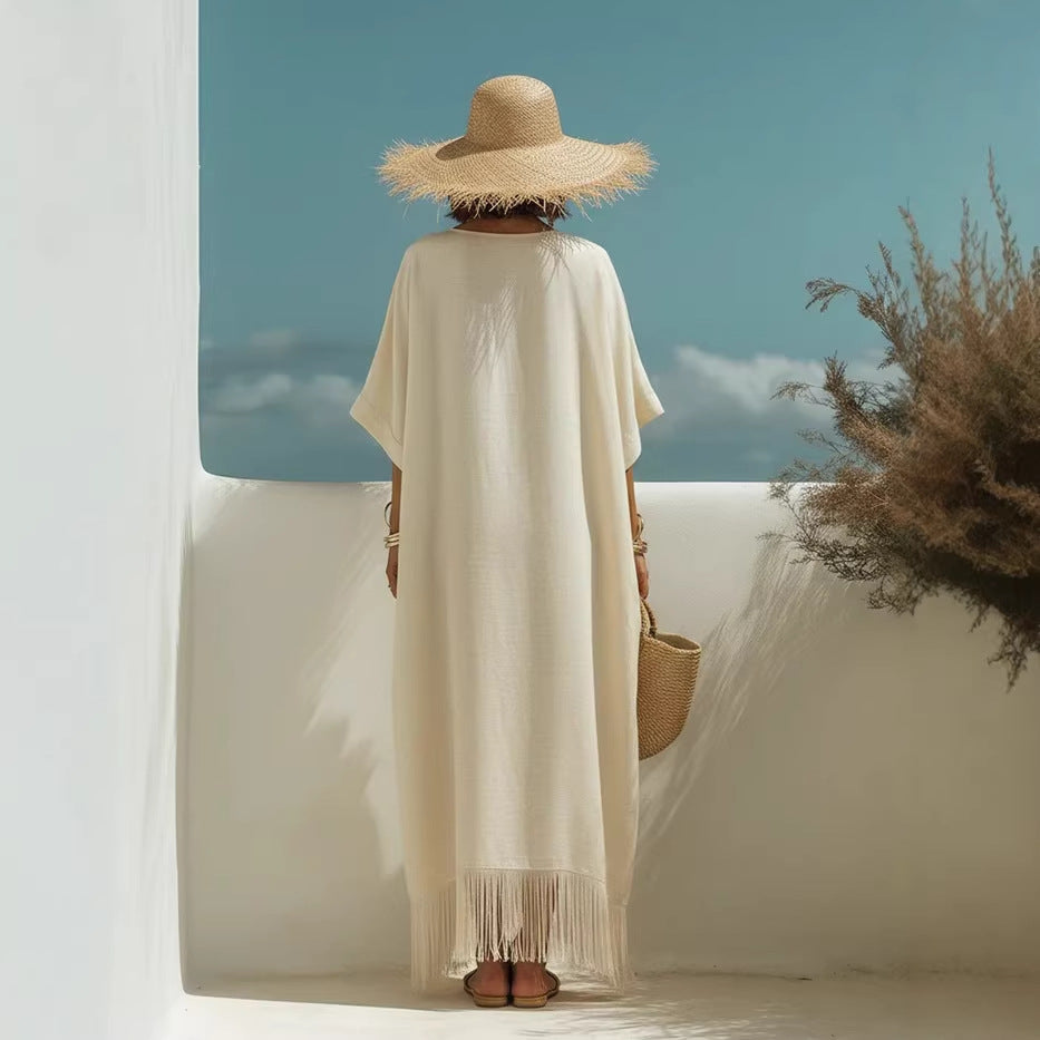 V-Neck Long A-Line Resort Dress