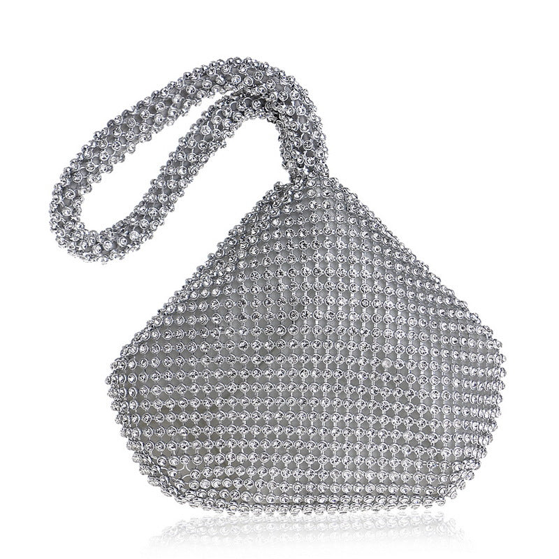 Women's rhinestone wristlet evening bag in gold, silver or black