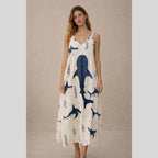 Whale Shark Maxi Dress | Ocean Print Coastal Resort Dress