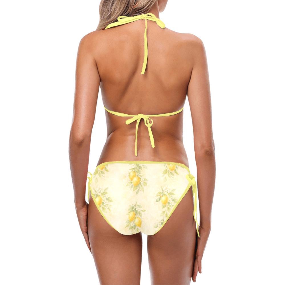 Lemon Triangle Bikini Set | Amalfi Yellow Trim Resort Swimwear