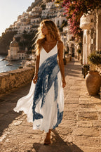 Whale Print Maxi Dress | Coastal Marine Art Resort Dress