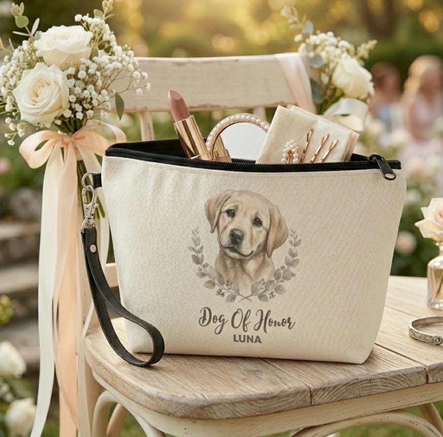 Personalized Dog of Honor Cosmetic Bag | Custom Pet Wedding Pouch
