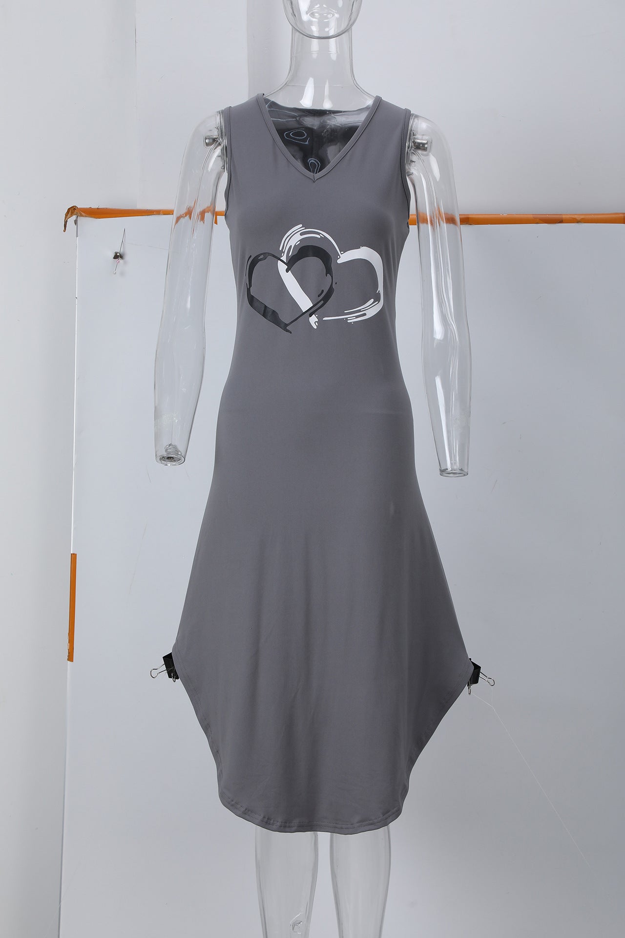 Sleeveless Printed U-Neck Maxi Dress