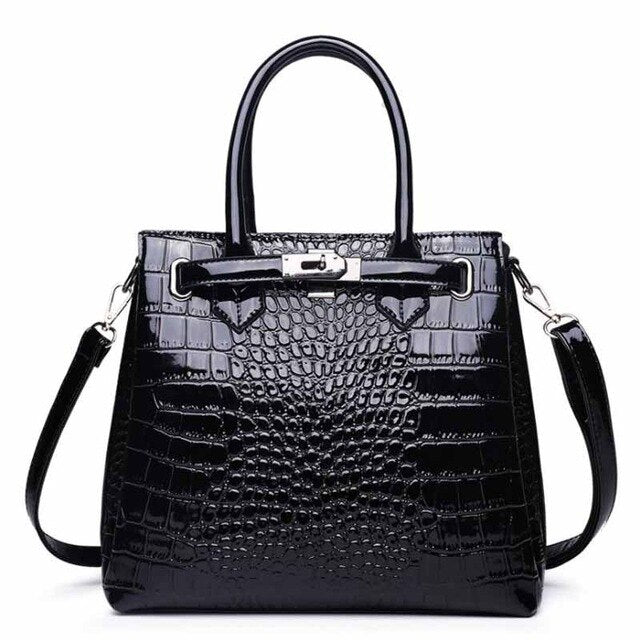 Women's structured PU shoulder bag with hasp closure in black, purple or red