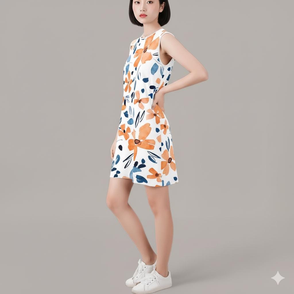 Boho Floral Mini Shift Dress | Sleeveless Summer Vacation Dress