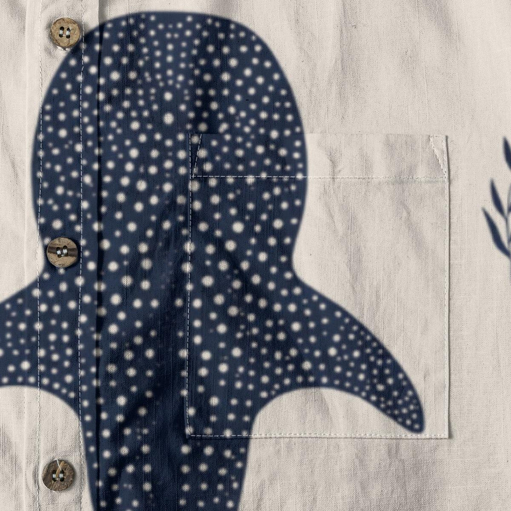 Men’s Whale Shark Cotton Resort Shirt | Coastal Ocean Button-Up