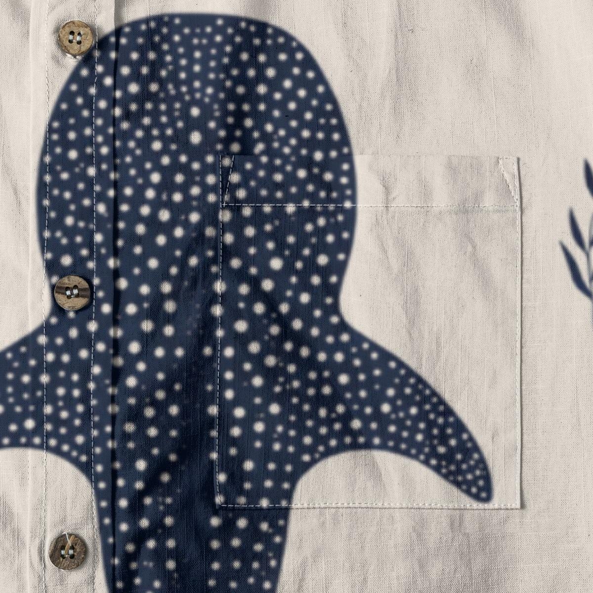 Men’s Whale Shark Cotton Resort Shirt | Coastal Ocean Button-Up