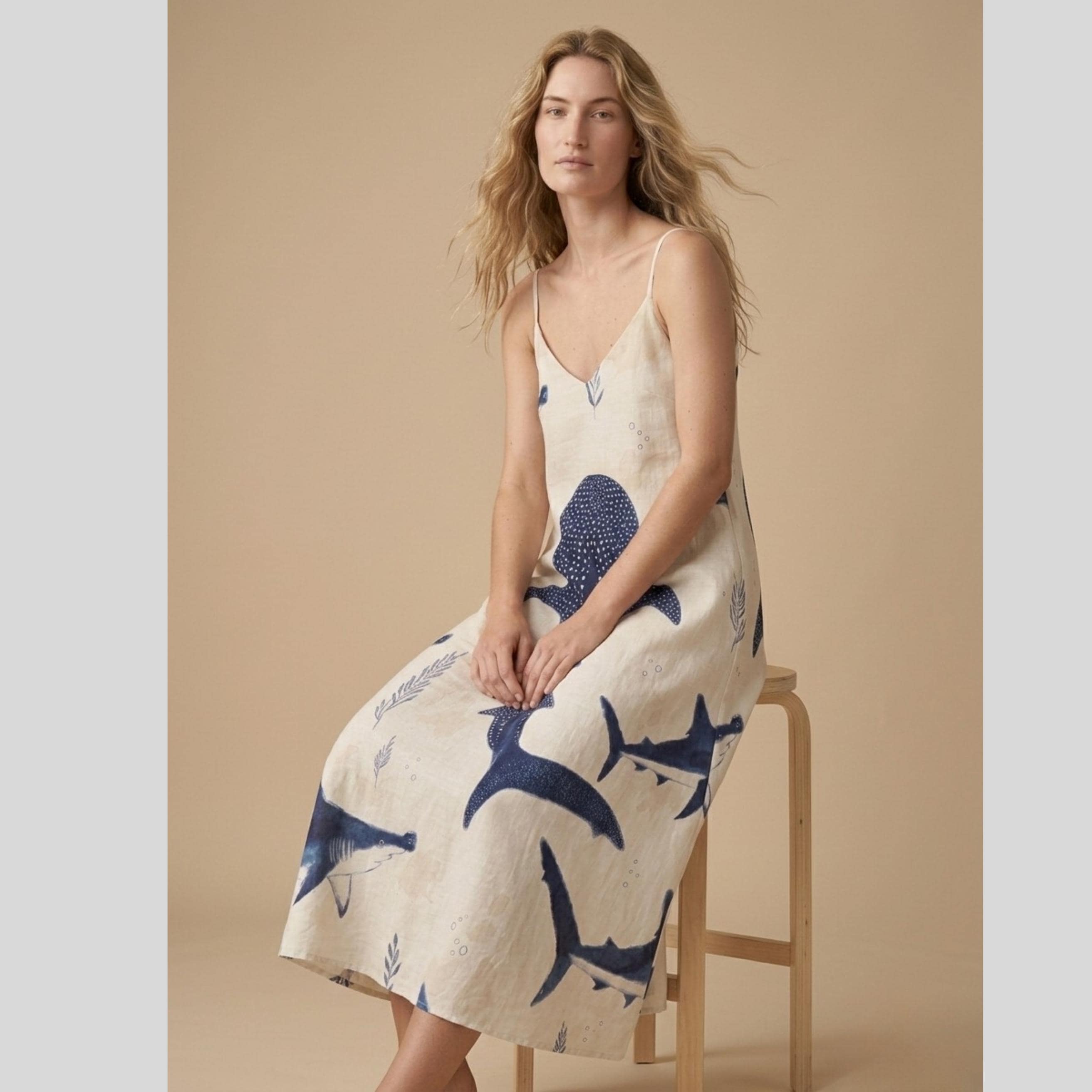 Whale Shark Maxi Dress | Ocean Print Coastal Resort Dress