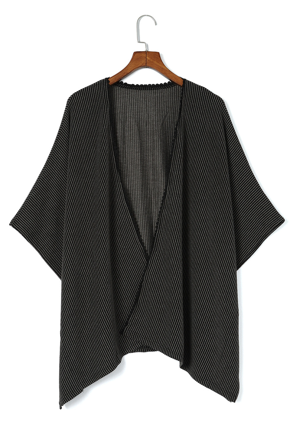 Women's Lace-Trim Ribbed Kimono Cardigan – Black or Apricot