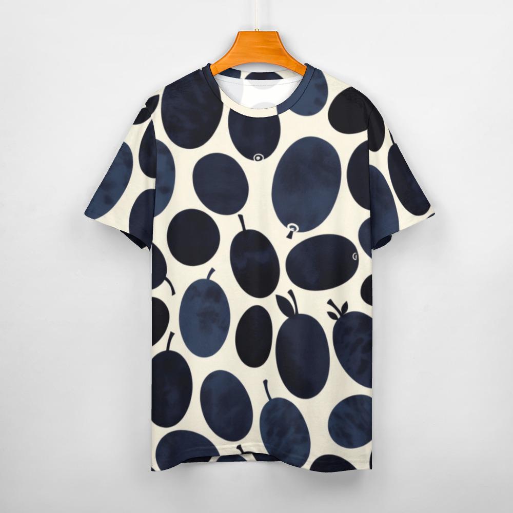 Abstract Navy Fruit Cotton T-Shirt | Mediterranean Market Tee