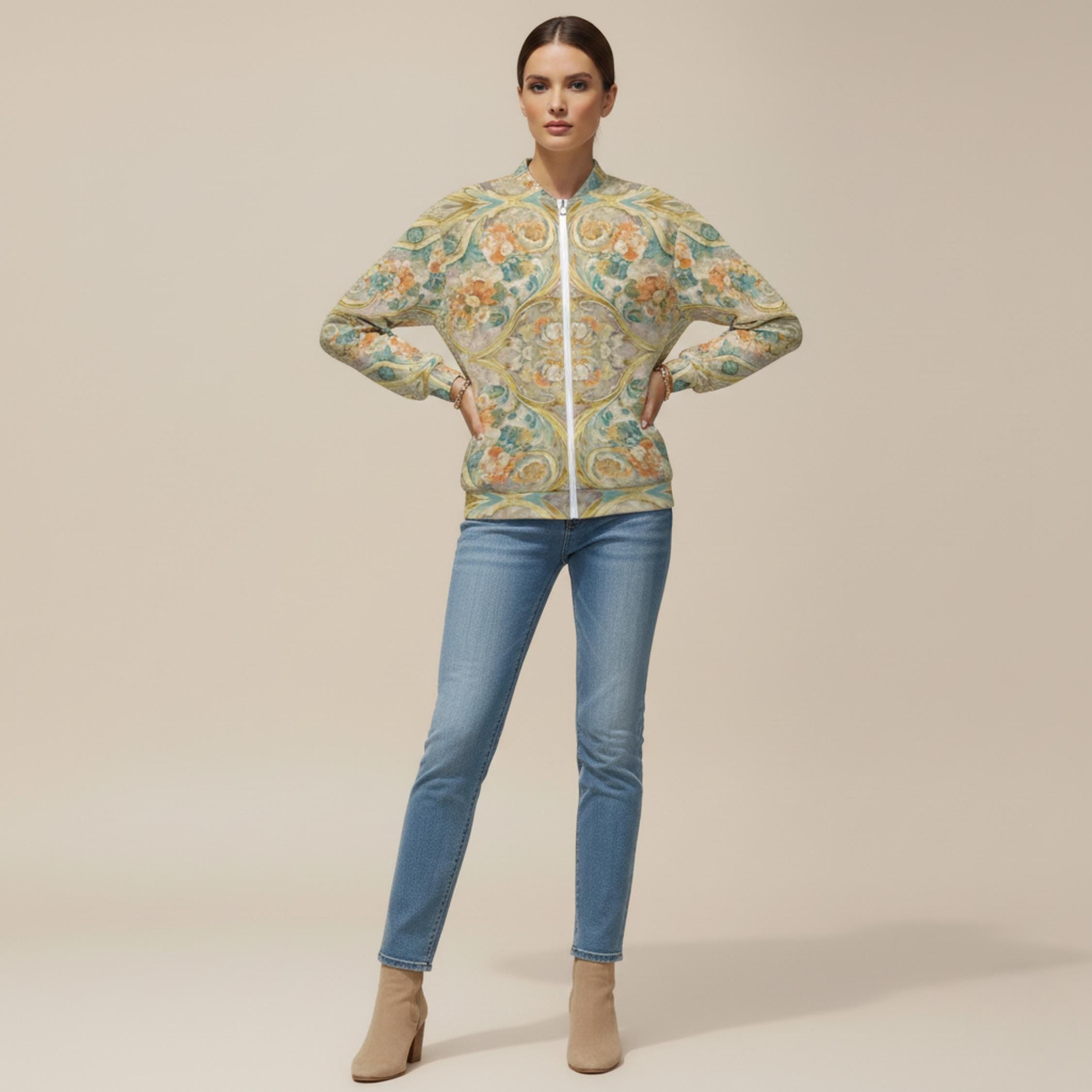 Floral Bomber Jacket | Boho Lightweight Spring Statement Jacket