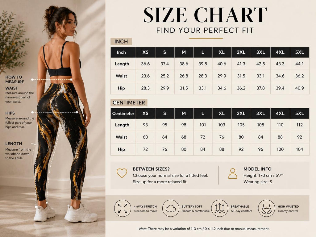 Black Gold Abstract Leggings | High Waist Yoga Pants