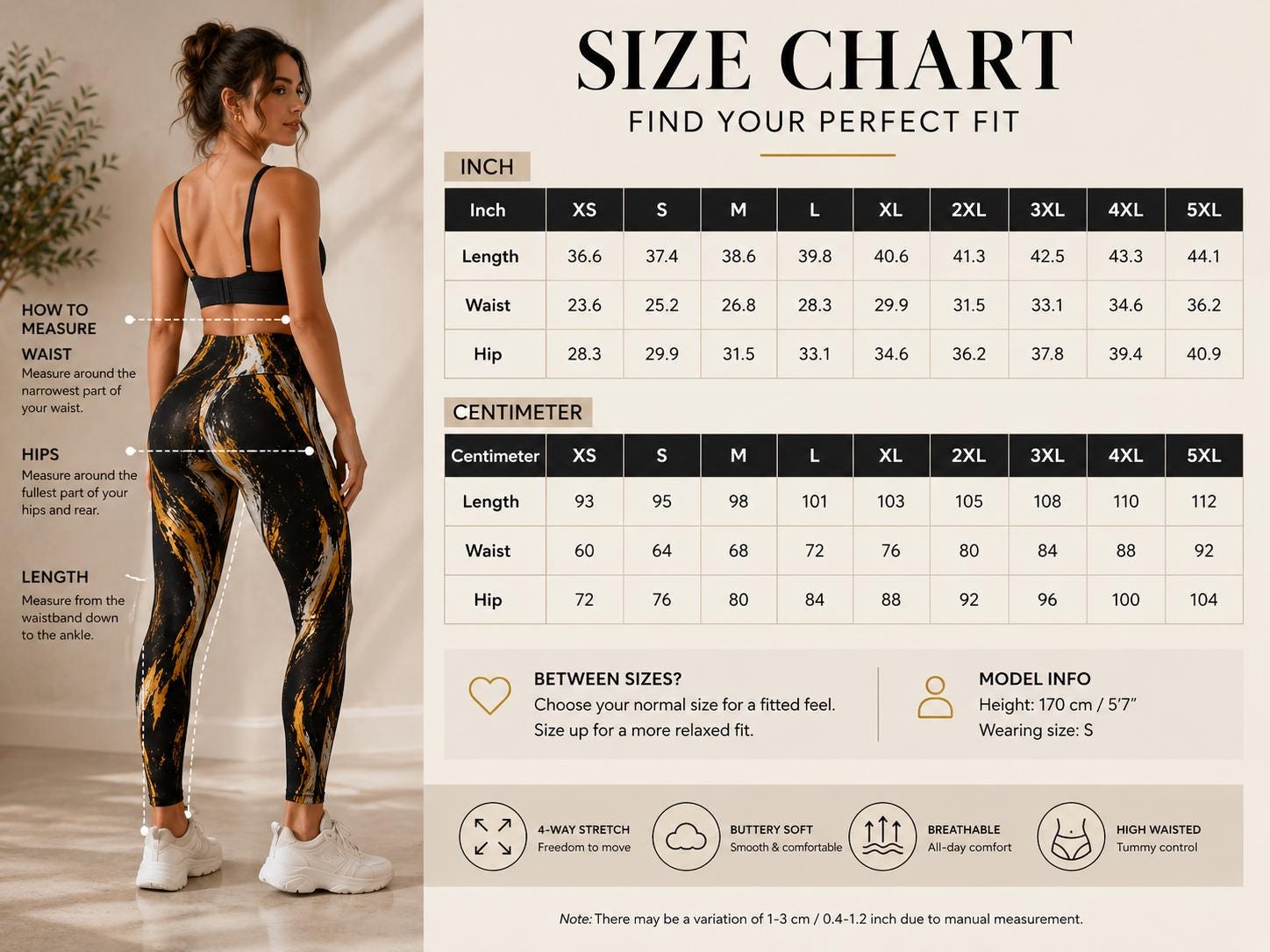 Black Gold Abstract Leggings | High Waist Yoga Pants