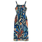 Celestial Mosaic Wide-Leg Jumpsuit with Pockets | Blue Teal