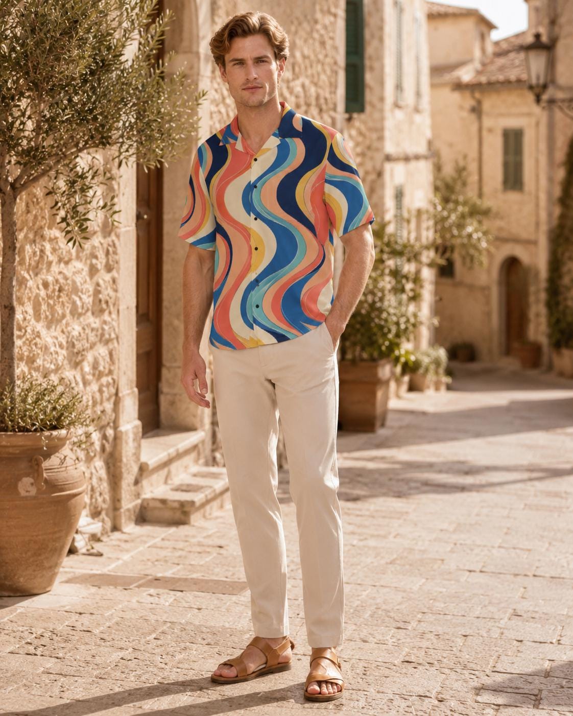 Men’s Lemon Camp Collar Shirt | Mediterranean Resort Wear