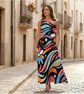 Colorful Artistic Maxi Dress with Pockets | Wearable Art Vacation Dress
