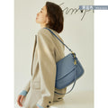 Women's cowhide leather saddle bag in blue, white or yellow
