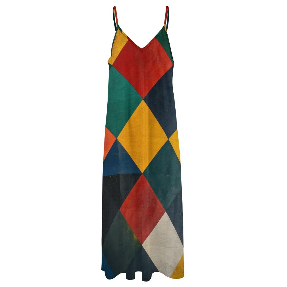 Harlequin Diamond Maxi Dress | Colorful Geometric Boho Dress