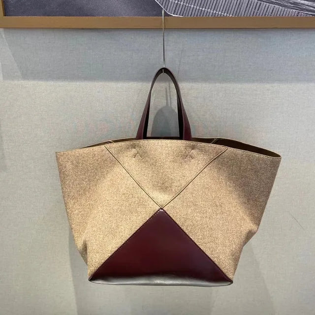 Women's large velvet tote bag in apricot or brown