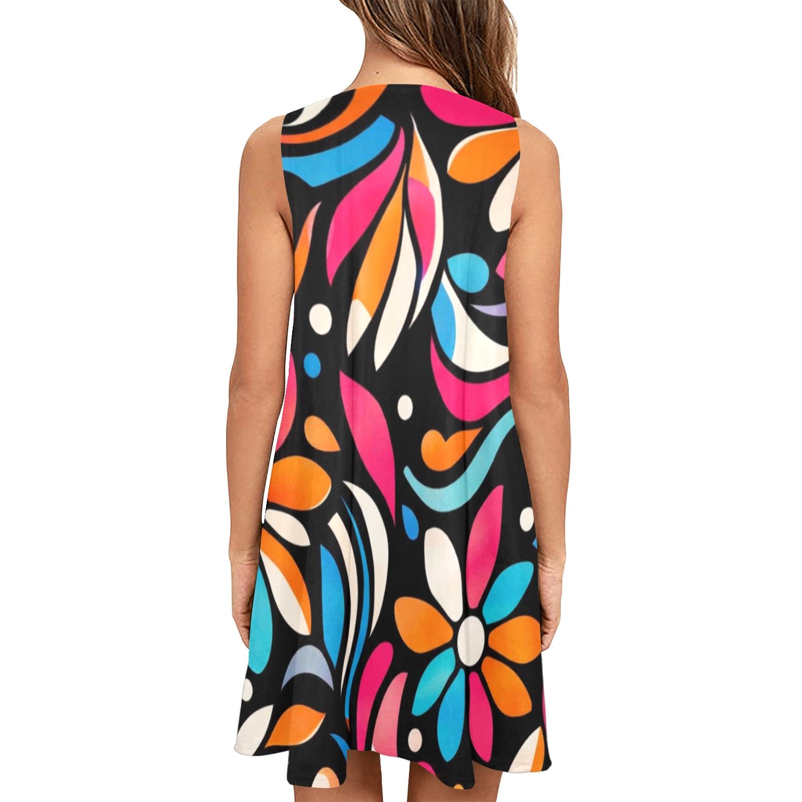Retro Floral Pocket Mini Dress | Loose A-Line Summer Dress