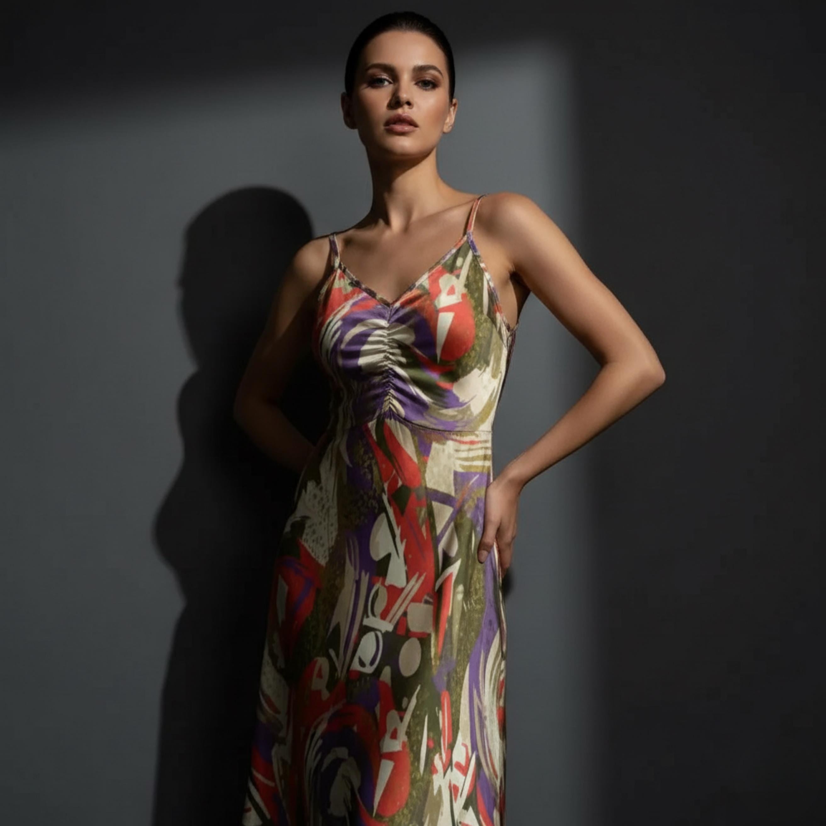 Abstract Swirl A-Line Dress | Colorful Gallery Resort Dress