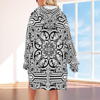 Baroque Hoodie Blanket | Black White Geometric Loungewear