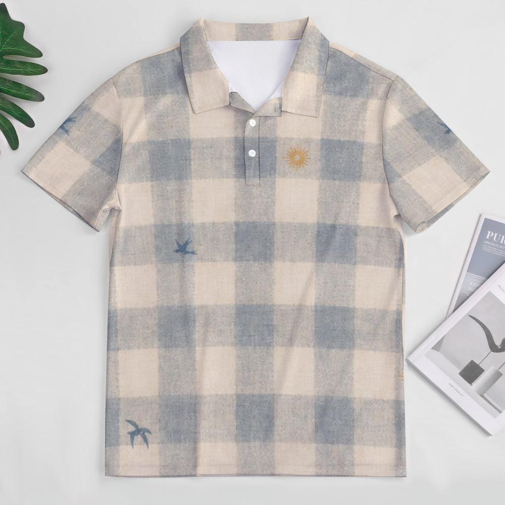 Men’s Coastal Plaid Polo Shirt | Nautical Resort Golf Top