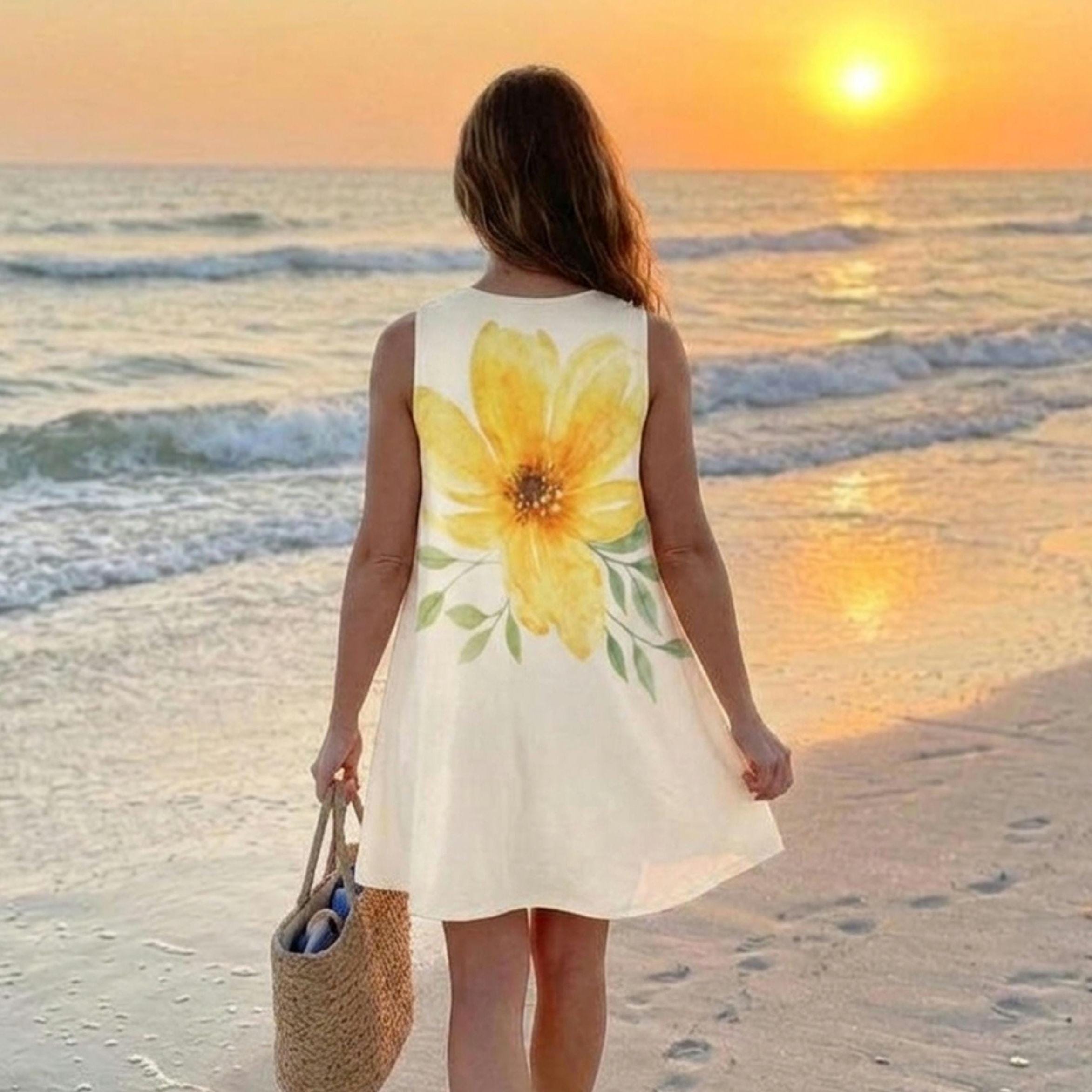 Yellow Floral A-Line Pocket Dress | Summer Vacation & Brunch Dress