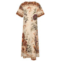 Vintage Medallion 3/4 Sleeve Midi Dress | Ornate Neutral Print