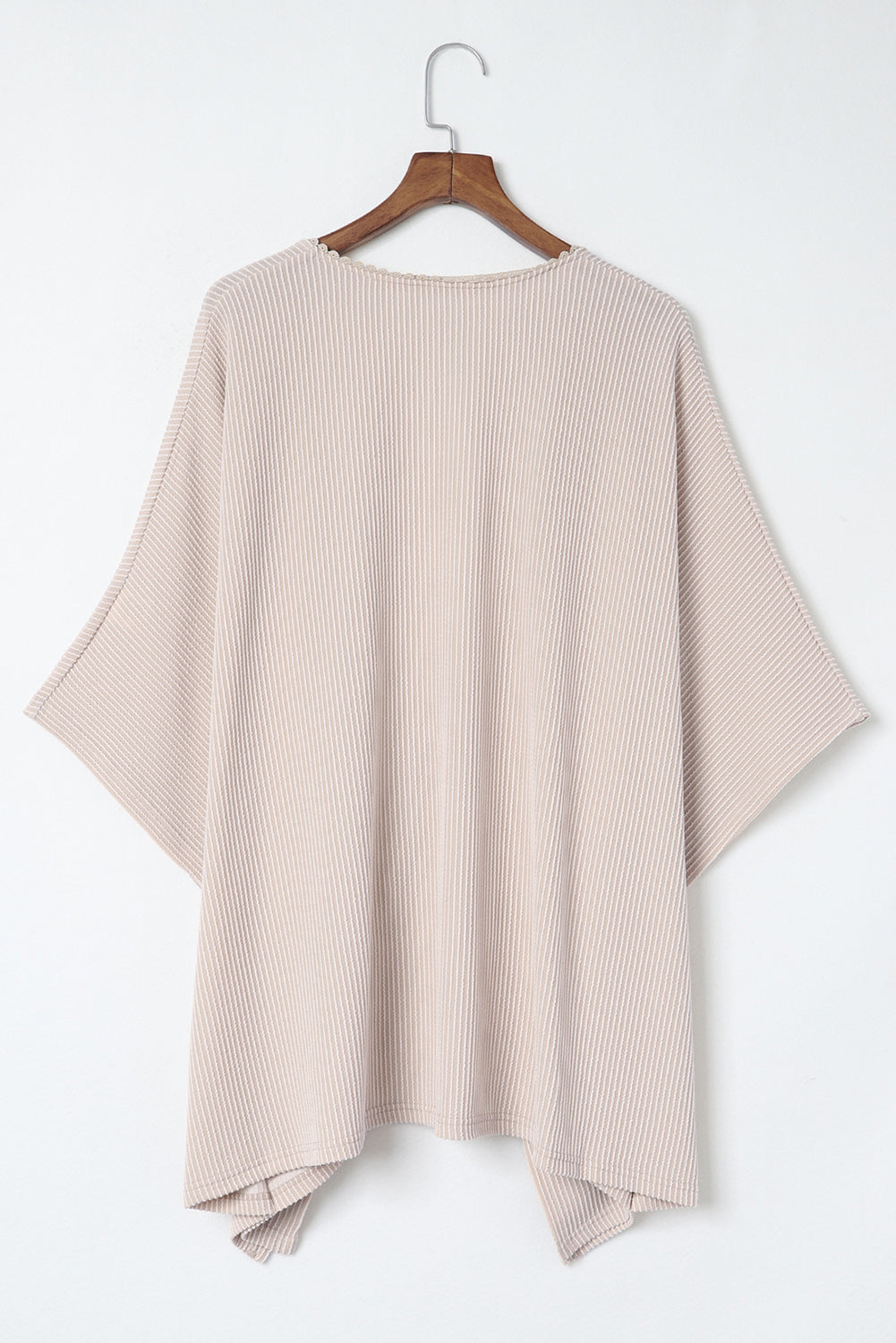 Women's Lace-Trim Ribbed Kimono Cardigan – Black or Apricot
