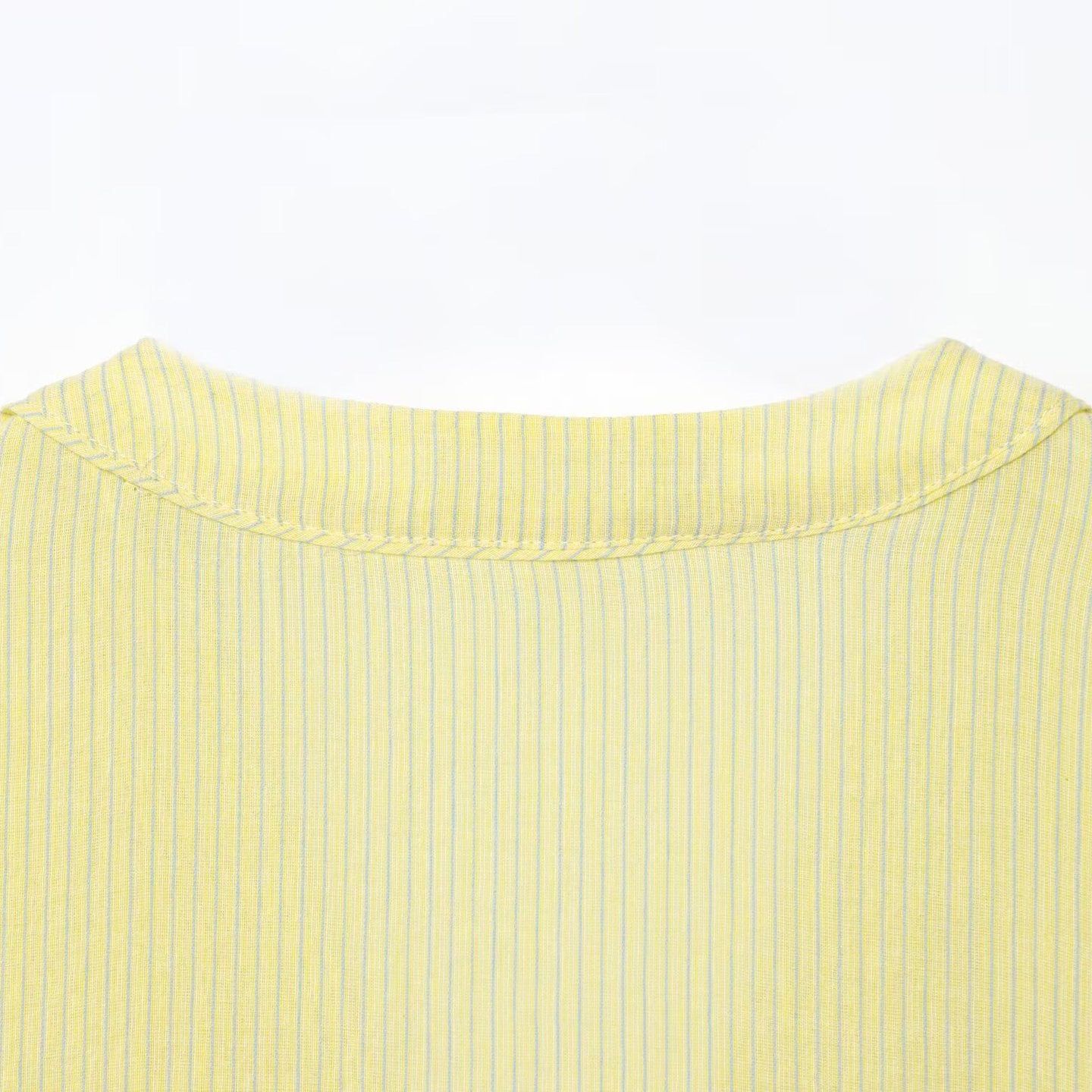 Bamboo-cotton striped kimono-inspired top