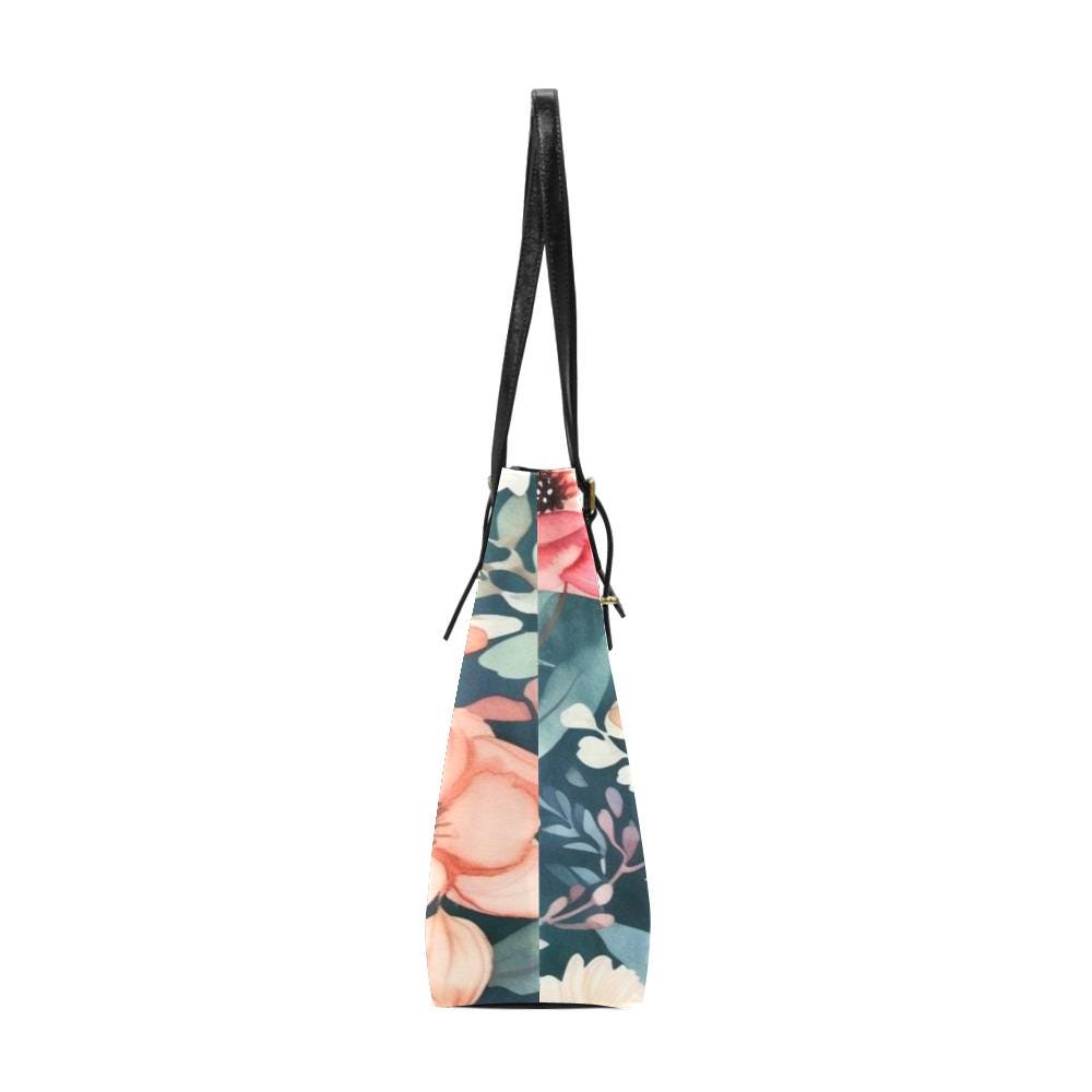 Floral Matching Tote Bag | PU Leather Summer Vacation Purse