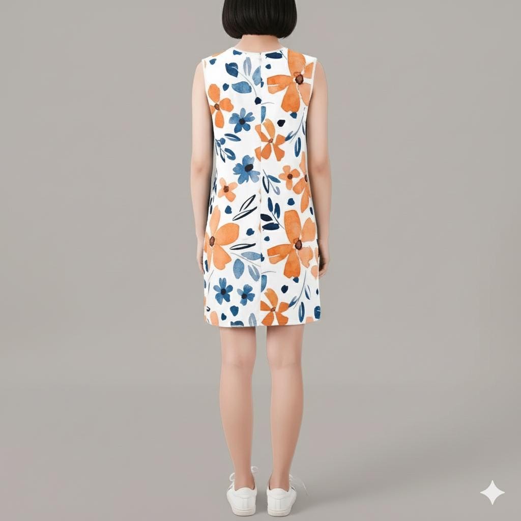 Boho Floral Mini Shift Dress | Sleeveless Summer Vacation Dress