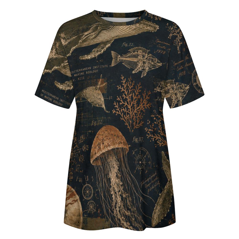 Marine Biology Cotton T-Shirt | Dark Ocean Jellyfish Tee